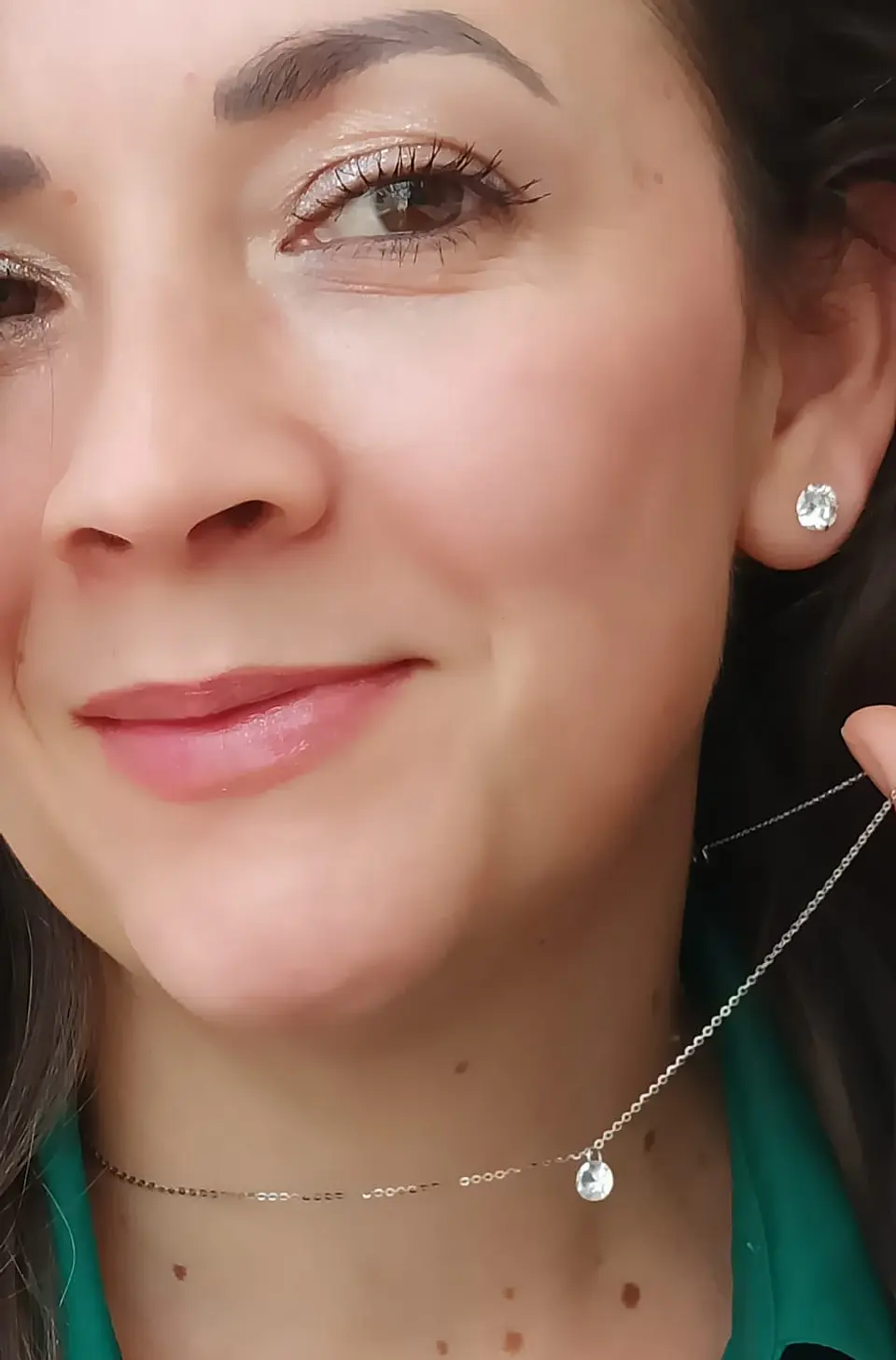 Set Conjunto Cadena Aros Punto De Luz 7 Mm Zirconia Plata 2