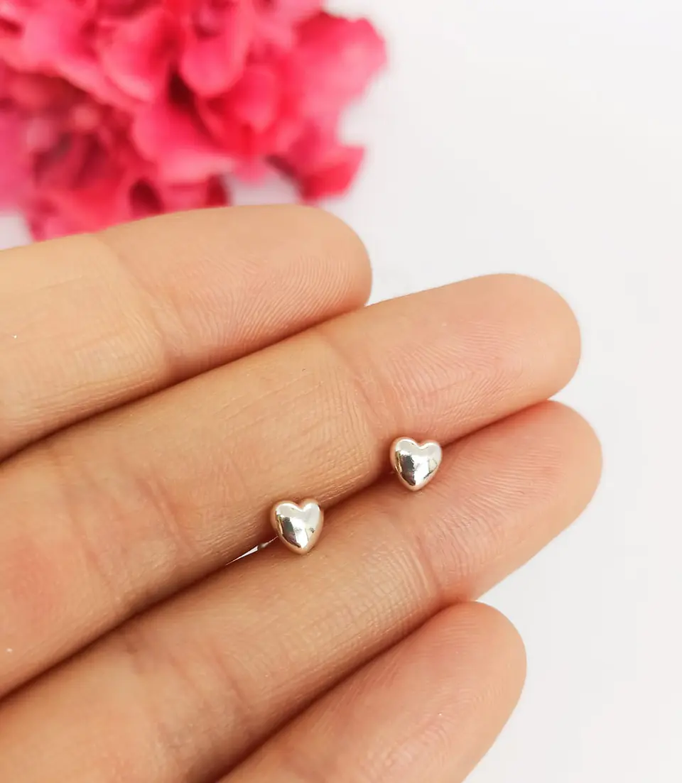 Set Conjunto Aros seguridad Cadena corazón chico plata 925 6