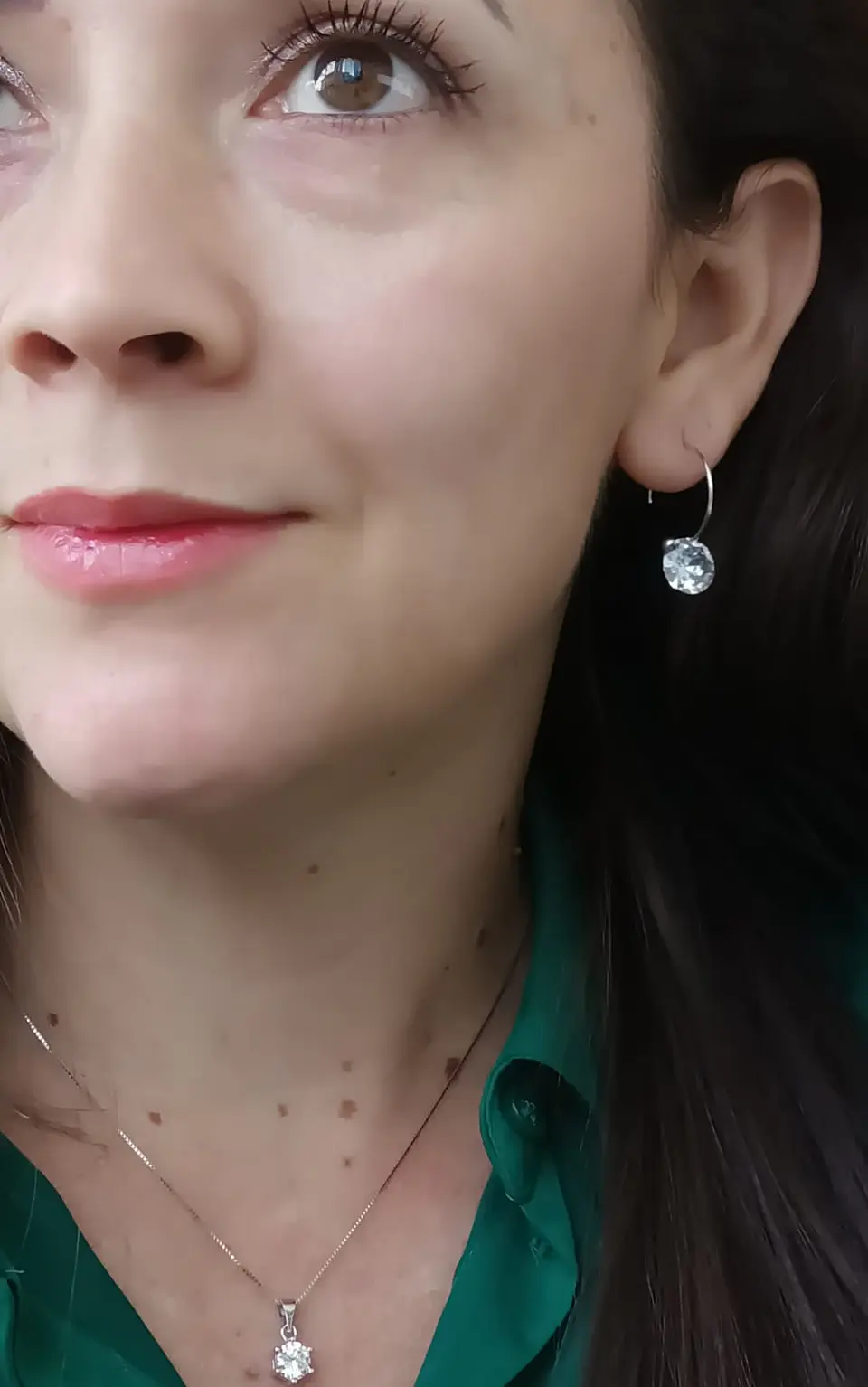 Set Conjunto Cadena Veneciana Argollas Plata Punto De Luz 8