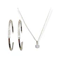 Set Conjunto Cadena Veneciana Argollas Grande Zirconia Plata - Miniatura 1