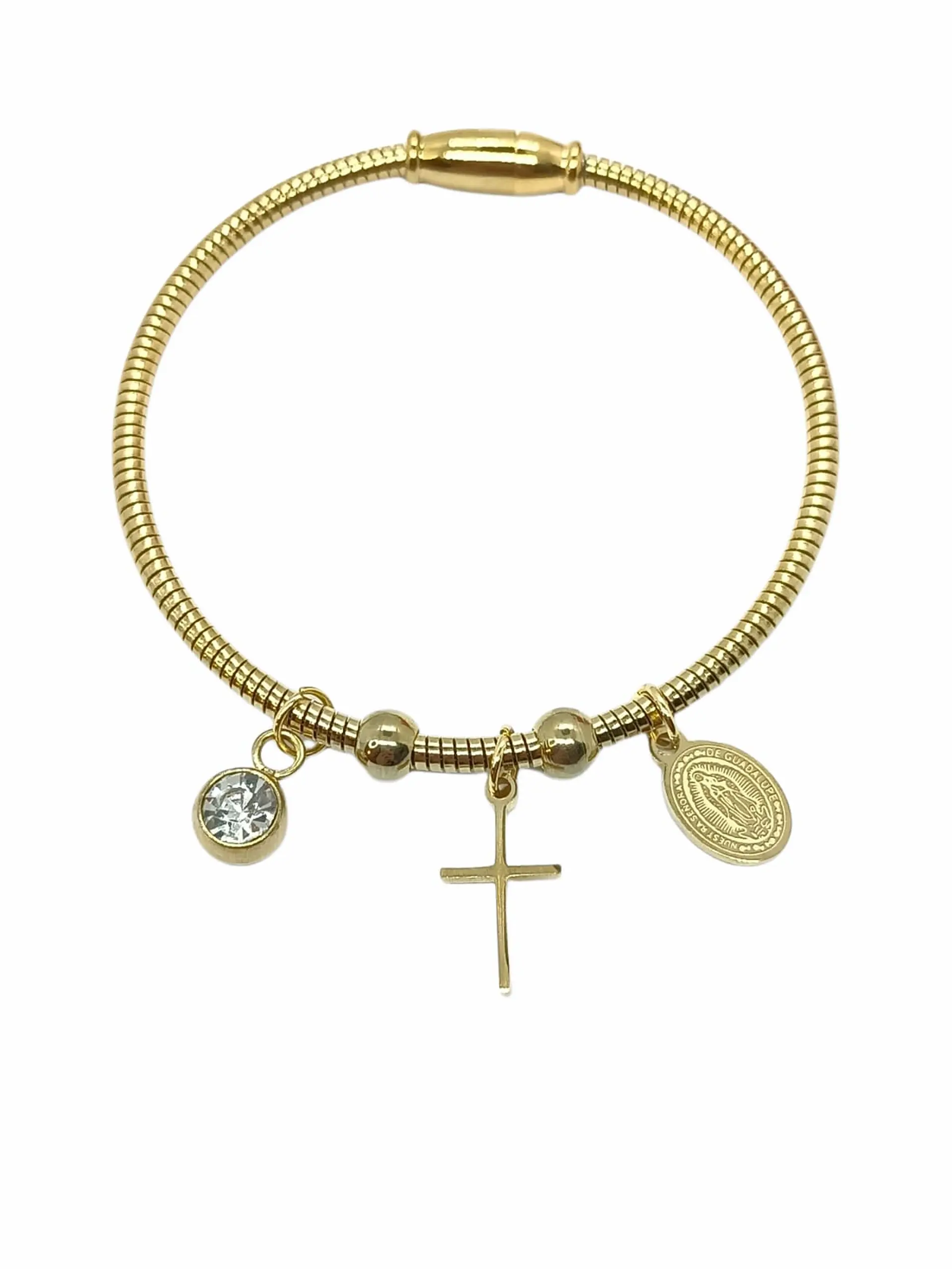 Pulsera Magnética medalla Virgen Guadalupe y dijes 1