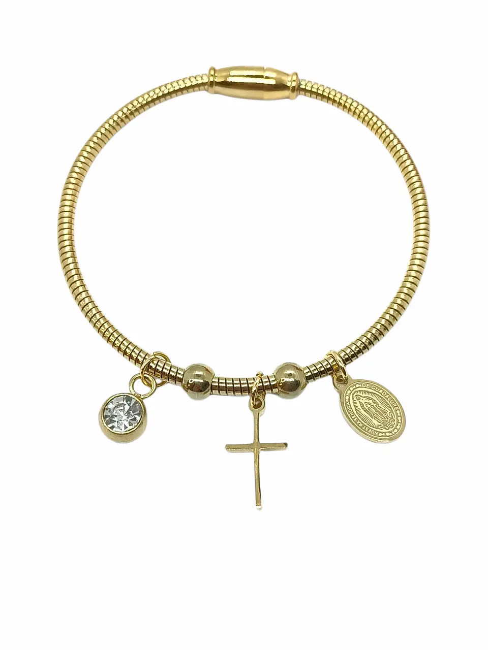 Pulsera Magnética medalla Virgen Guadalupe y dijes 1