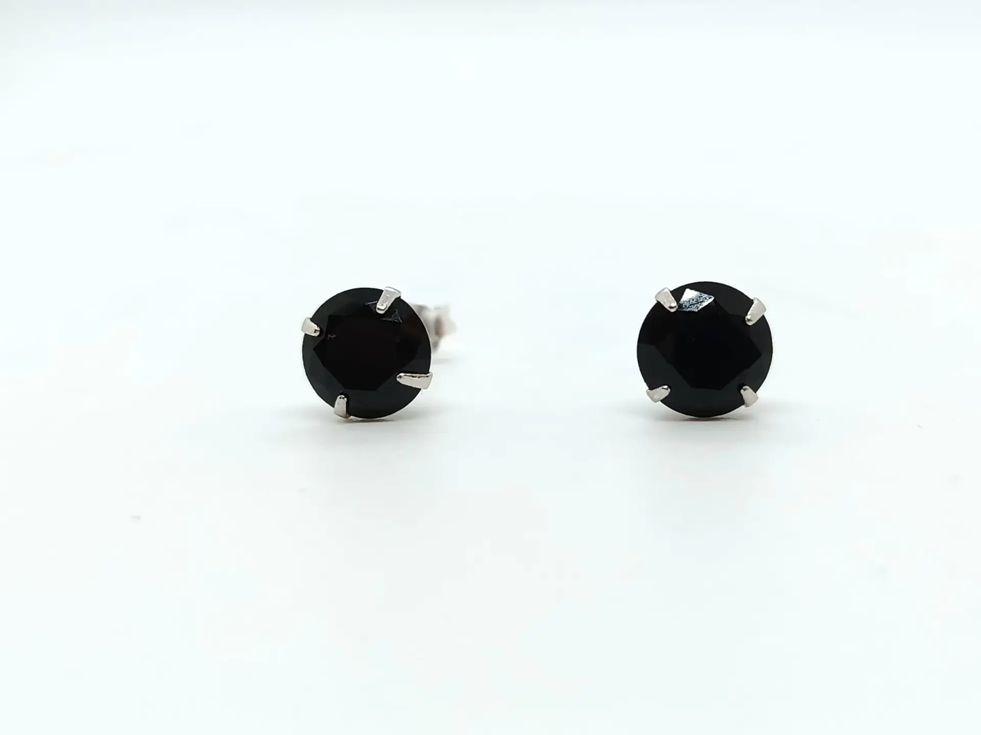 Pendientes Puntos De Plata fina ley S925 Zirconio Negro 3