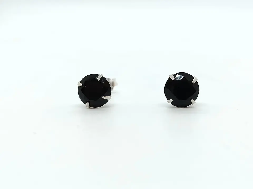 Pendientes Puntos De Plata fina ley S925 Zirconio Negro 3