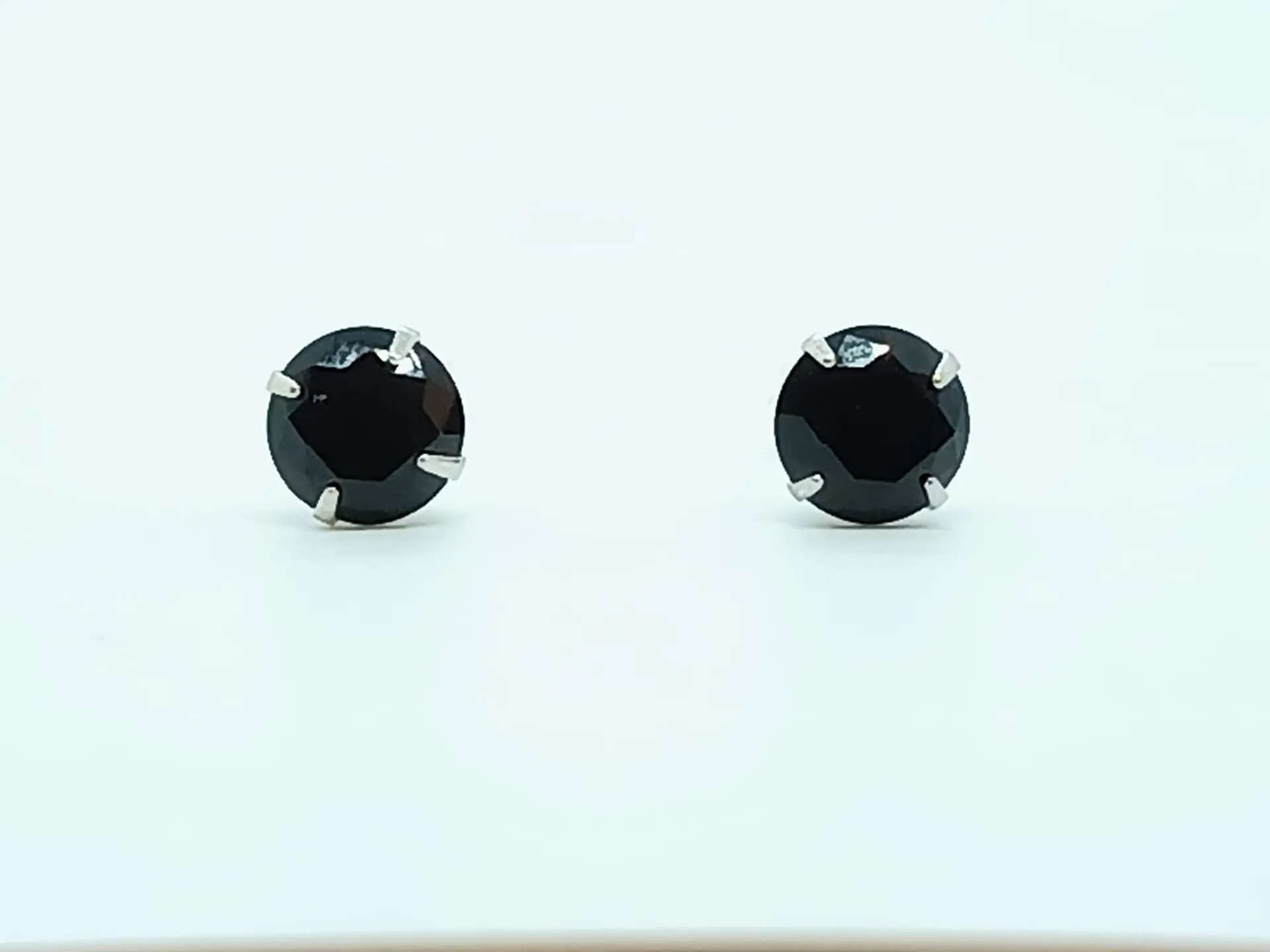 Pendientes Puntos De Plata fina ley S925 Zirconio Negro 5