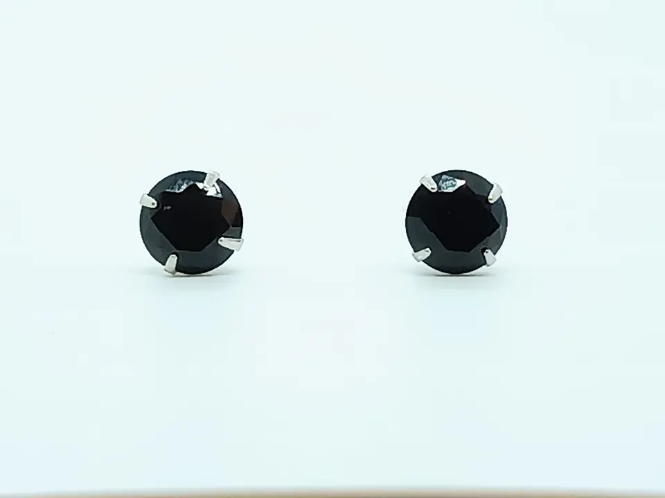 Pendientes Puntos De Plata fina ley S925 Zirconio Negro 5