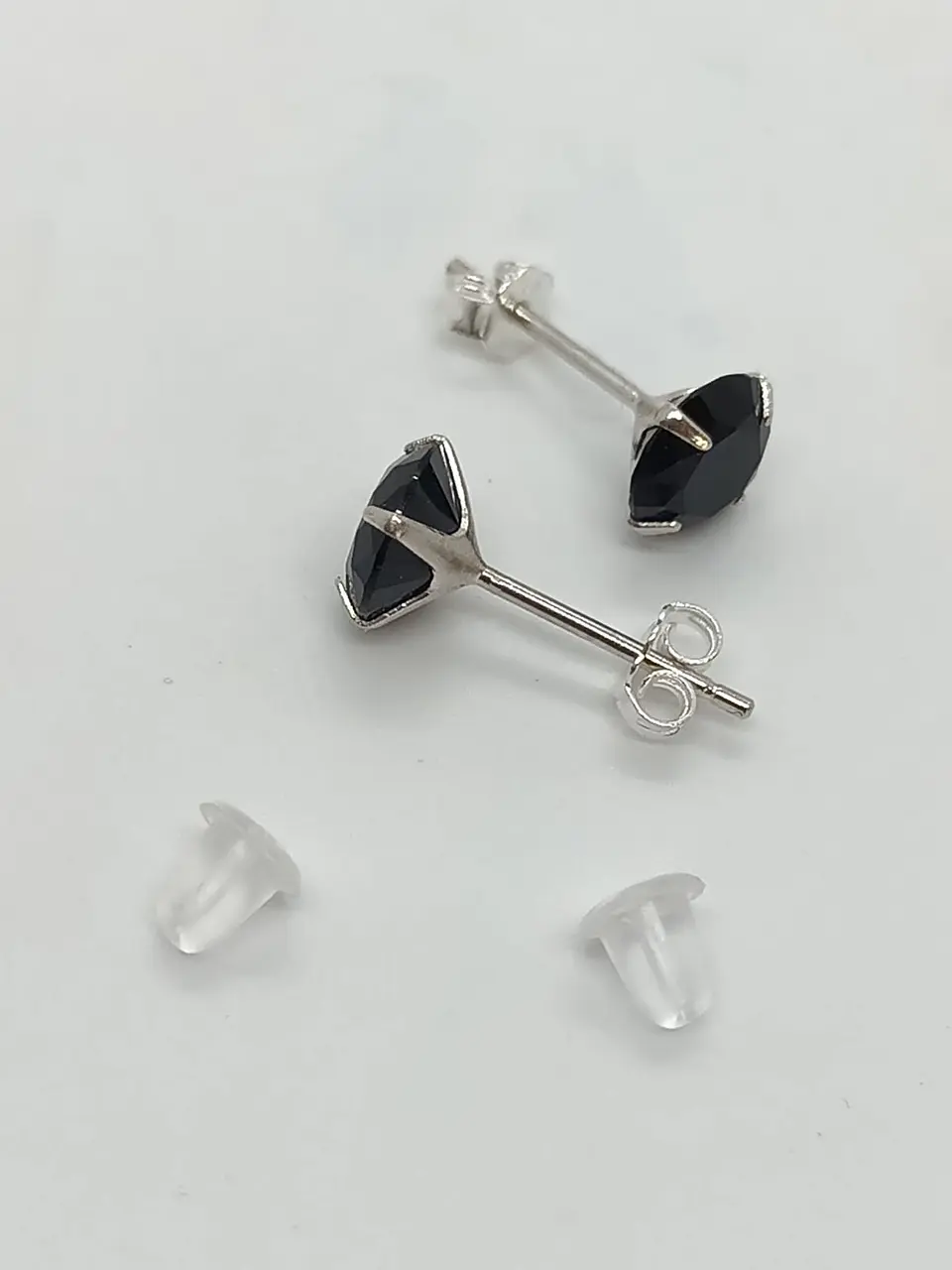 Pendientes Puntos De Plata fina ley S925 Zirconio Negro 6