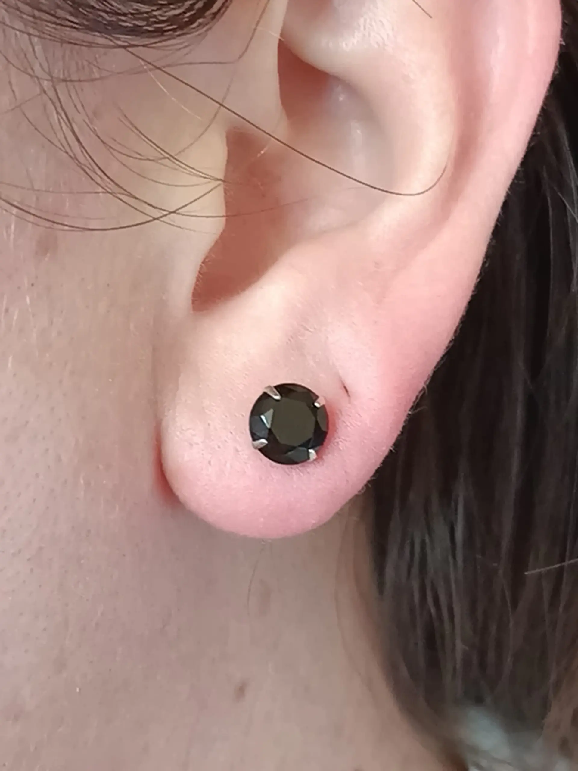 Pendientes Puntos De Plata fina ley S925 Zirconio Negro 2