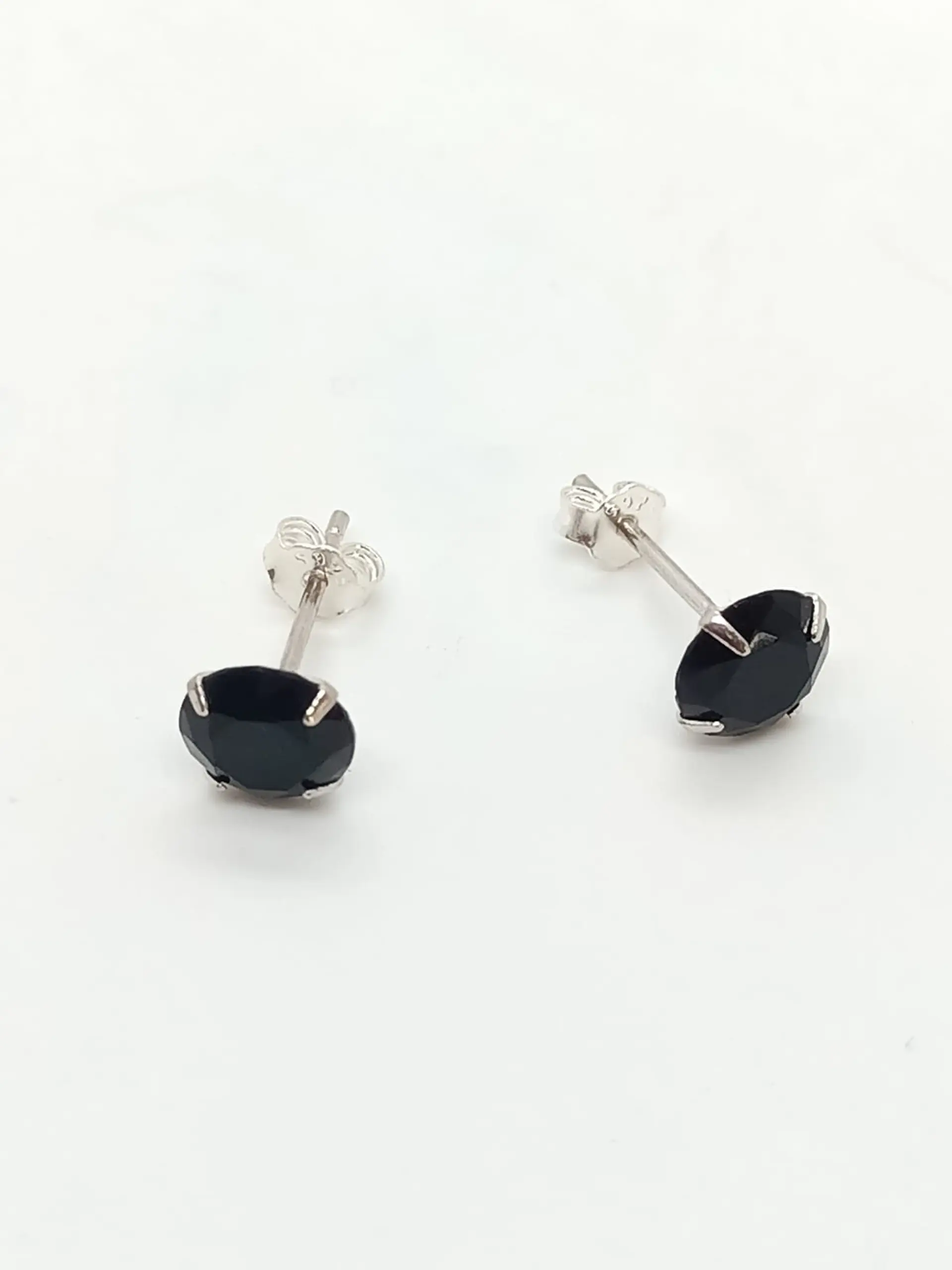 Pendientes Puntos De Plata fina ley S925 Zirconio Negro 7
