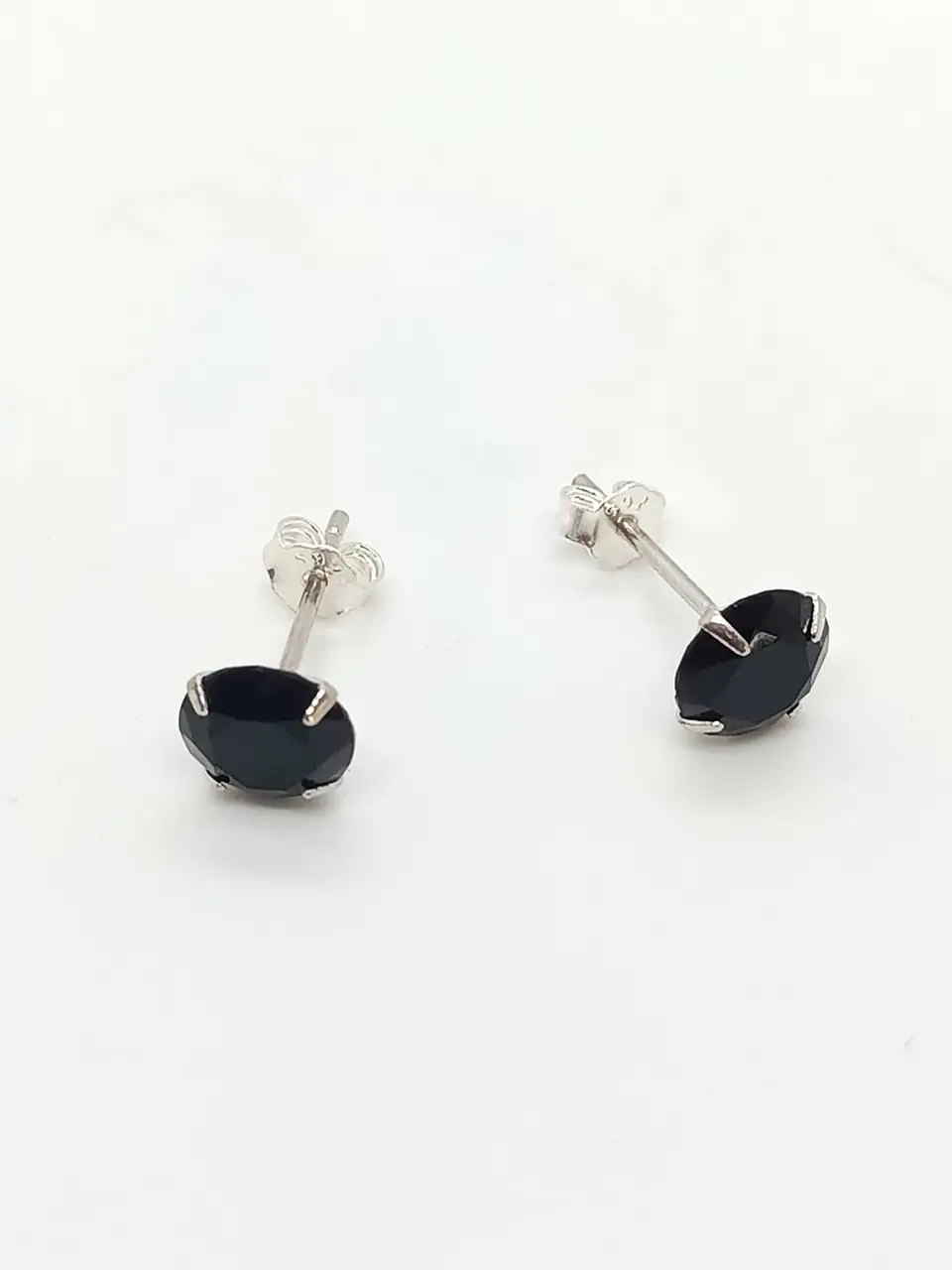 Pendientes Puntos De Plata fina ley S925 Zirconio Negro 7