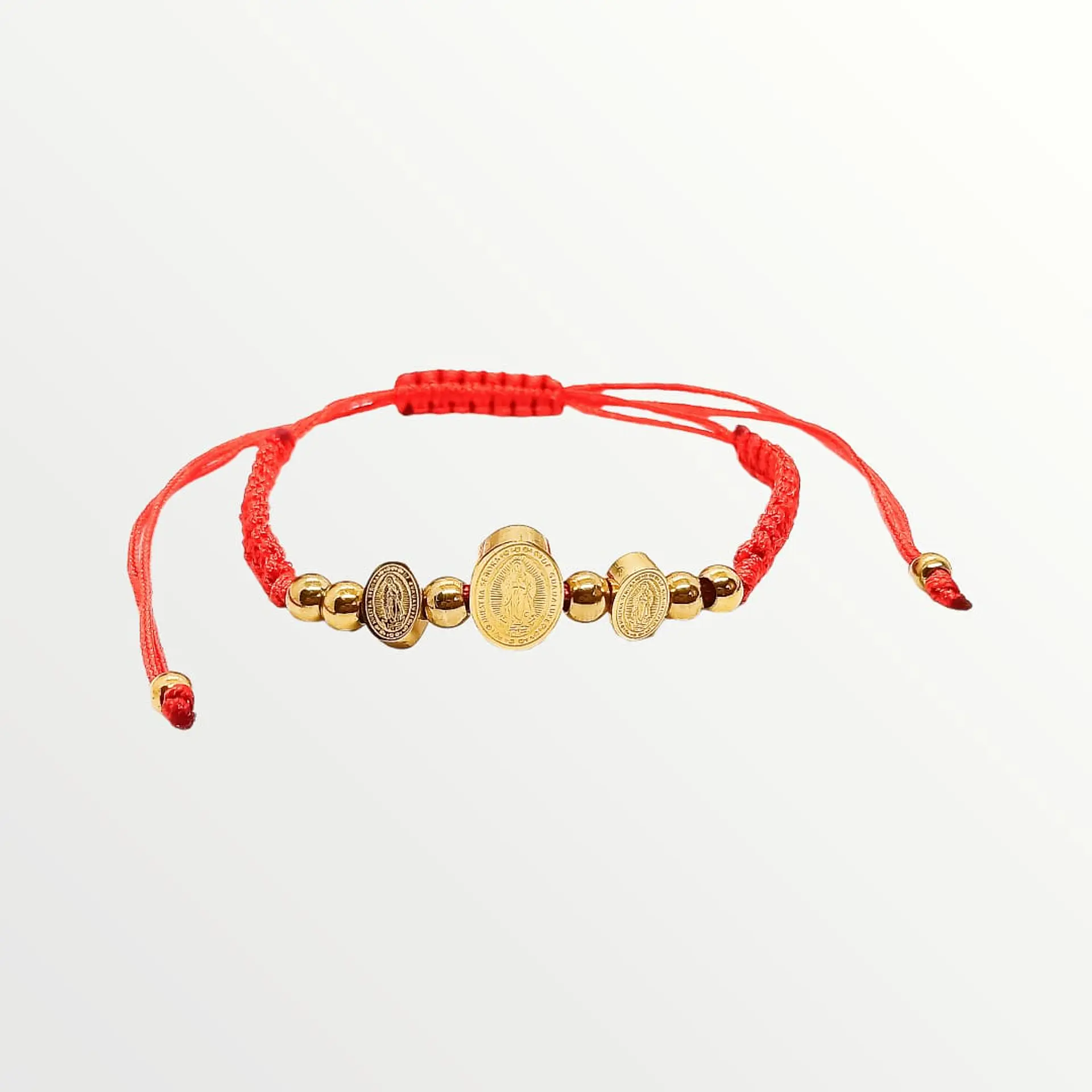 Pulsera Ajustable Medalla Virgen Guadalupe Chapado Oro Amor 8