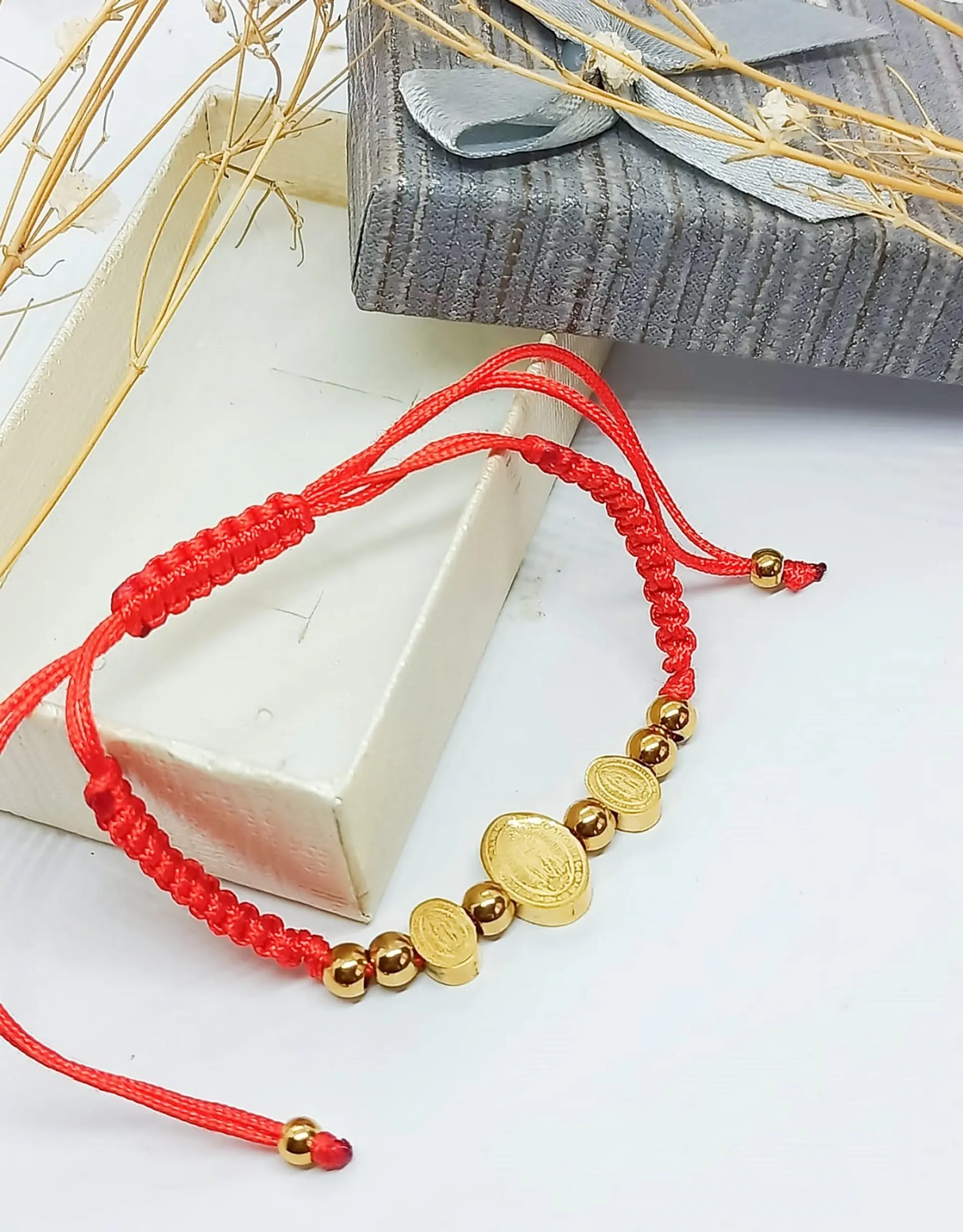 Pulsera Ajustable Medalla Virgen Guadalupe Chapado Oro Amor 4