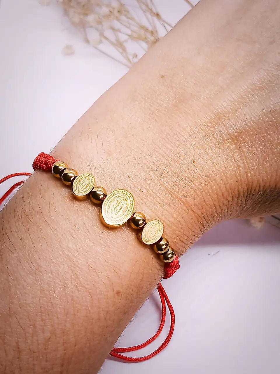 Pulsera Ajustable Medalla Virgen Guadalupe Chapado Oro Amor 5