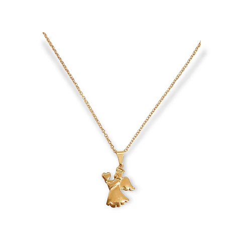 Colgante Angel Guardian Chapado En Oro Corazon Proteccion
