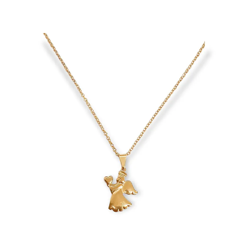 Colgante Angel Guardian Chapado En Oro Corazon Proteccion 1