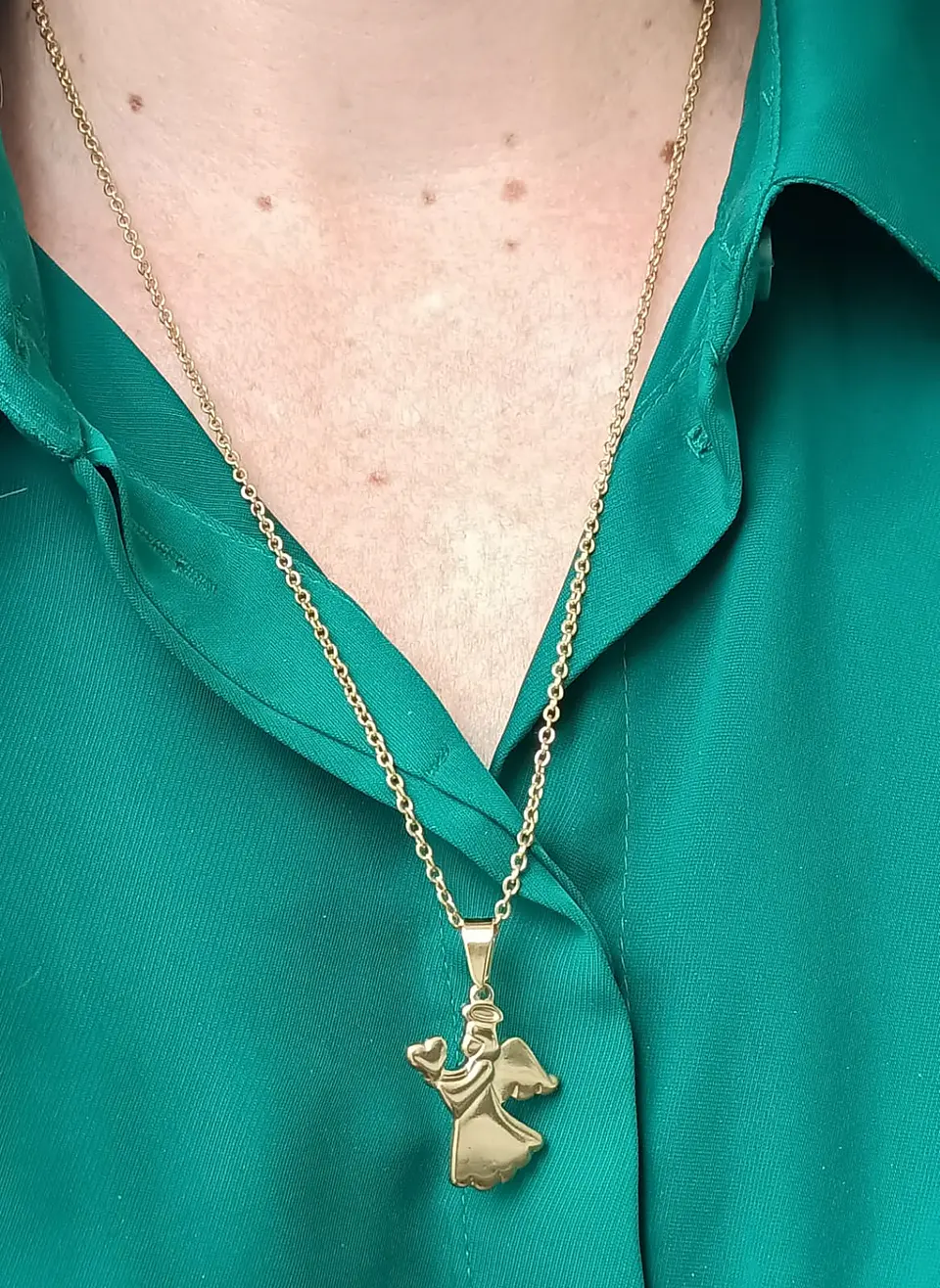 Colgante Angel Guardian Chapado En Oro Corazon Proteccion 4