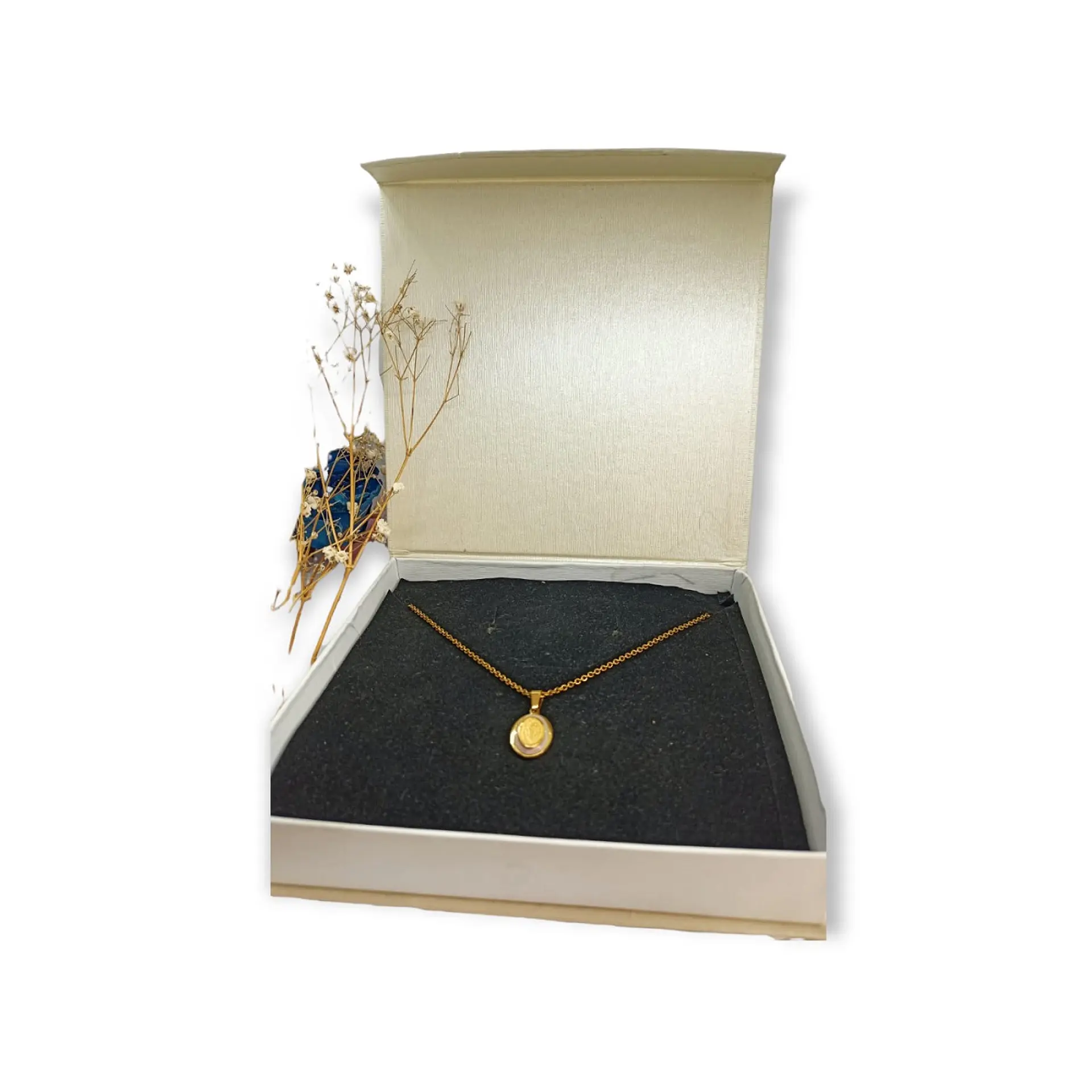 Colgante Collar Medalla San Benito Nacar Chapado Oro 2