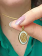 Colgante Collar Medalla San Benito Nacar Chapado Oro - Miniatura 3