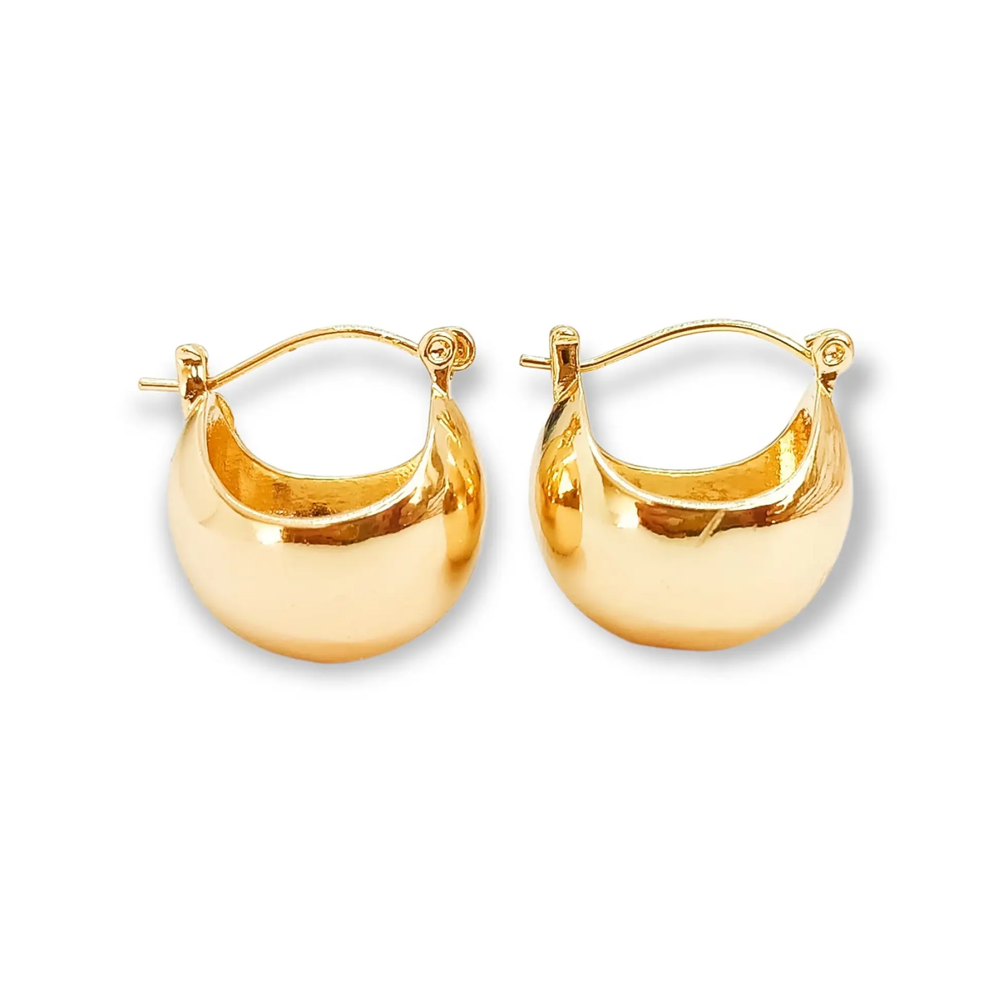 Argollas bote Huggies Esféricas Minimalista chapadas en oro 18k 1