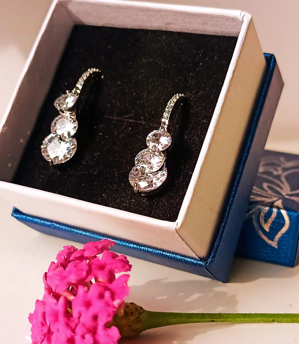 Argollas Huggies Zirconios pavé chapado en plata fina ley S925 2