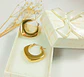 Aros Chunky rombo Minimalista Chapado En Oro - Miniatura 2