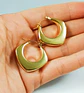 Aros Chunky rombo Minimalista Chapado En Oro - Miniatura 4