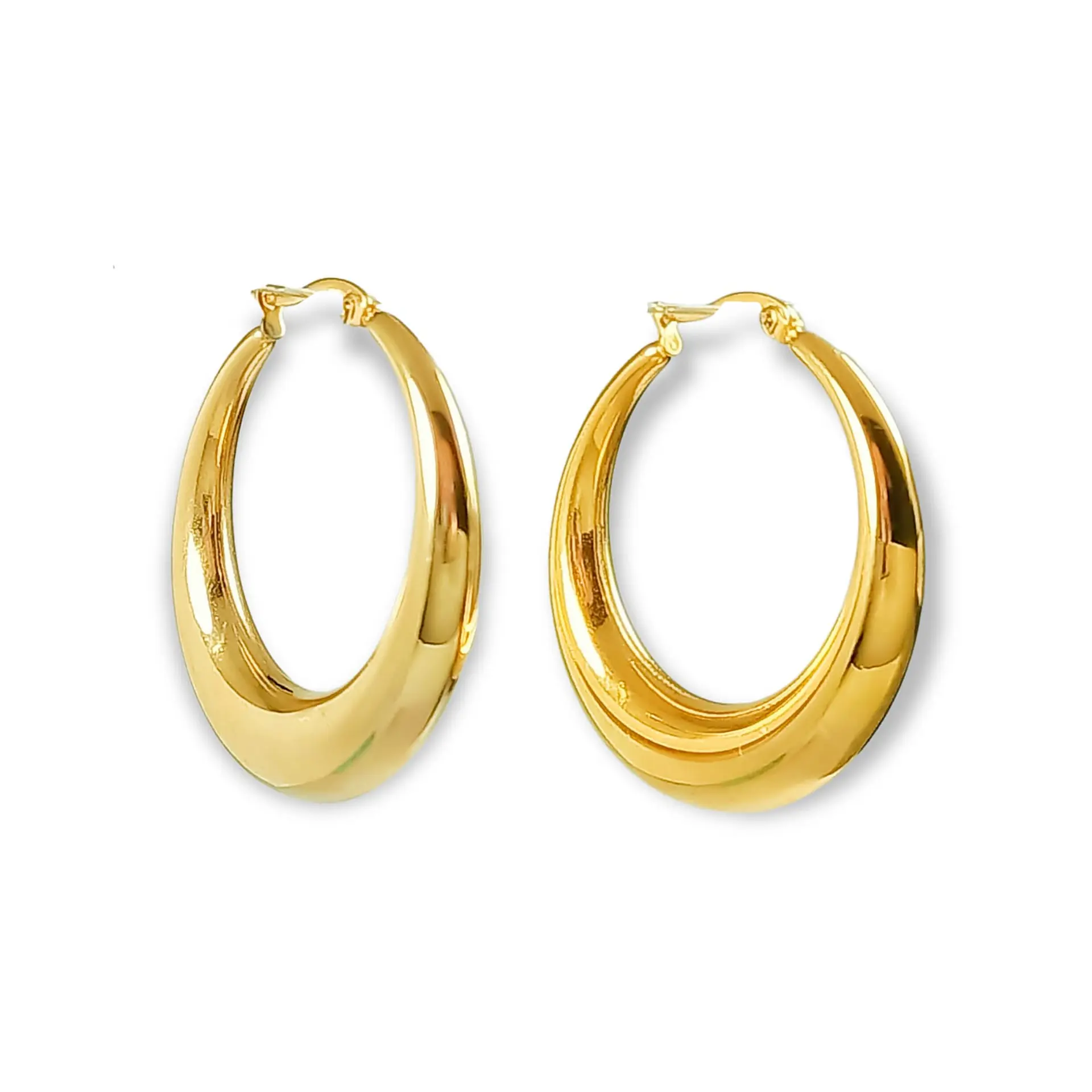 Argolla Aros Bote Minimalista Chunky Redondo Chapado En Oro 18kl 1