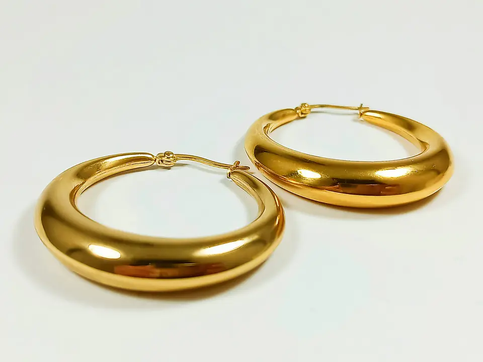 Argolla Aros Bote Minimalista Chunky Redondo Chapado En Oro 18kl 5