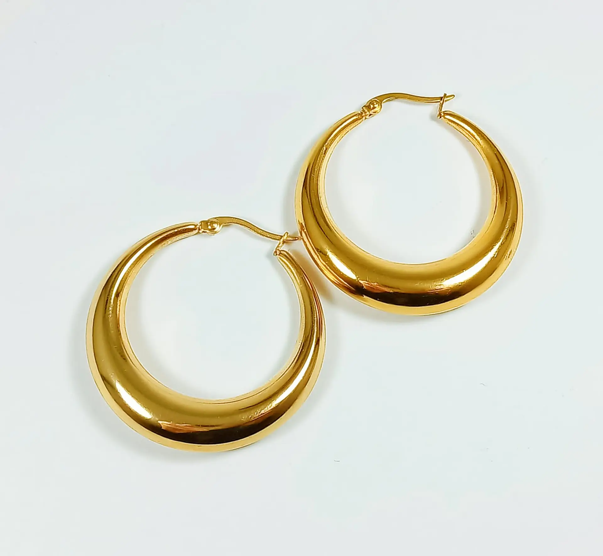Argolla Aros Bote Minimalista Chunky Redondo Chapado En Oro 18kl 6