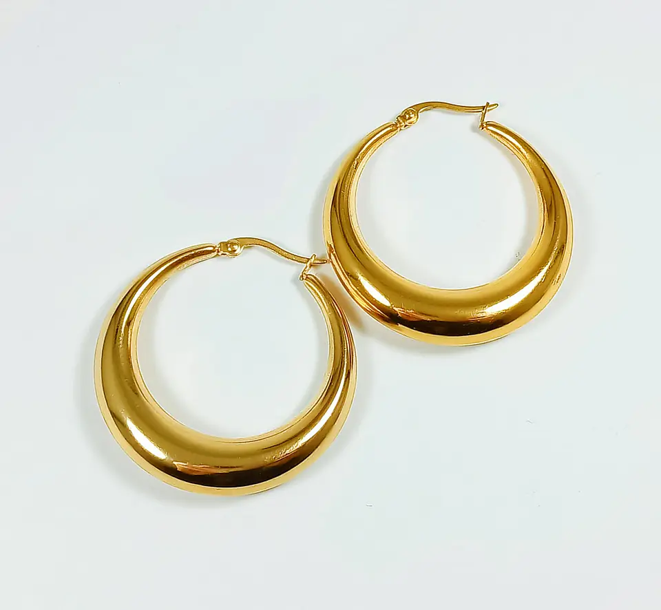 Argolla Aros Bote Minimalista Chunky Redondo Chapado En Oro 18kl 6