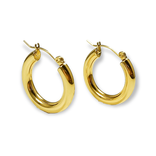 Argollas Aros Hoop Minimalista Clásicas Chapada En Oro 18kl 1