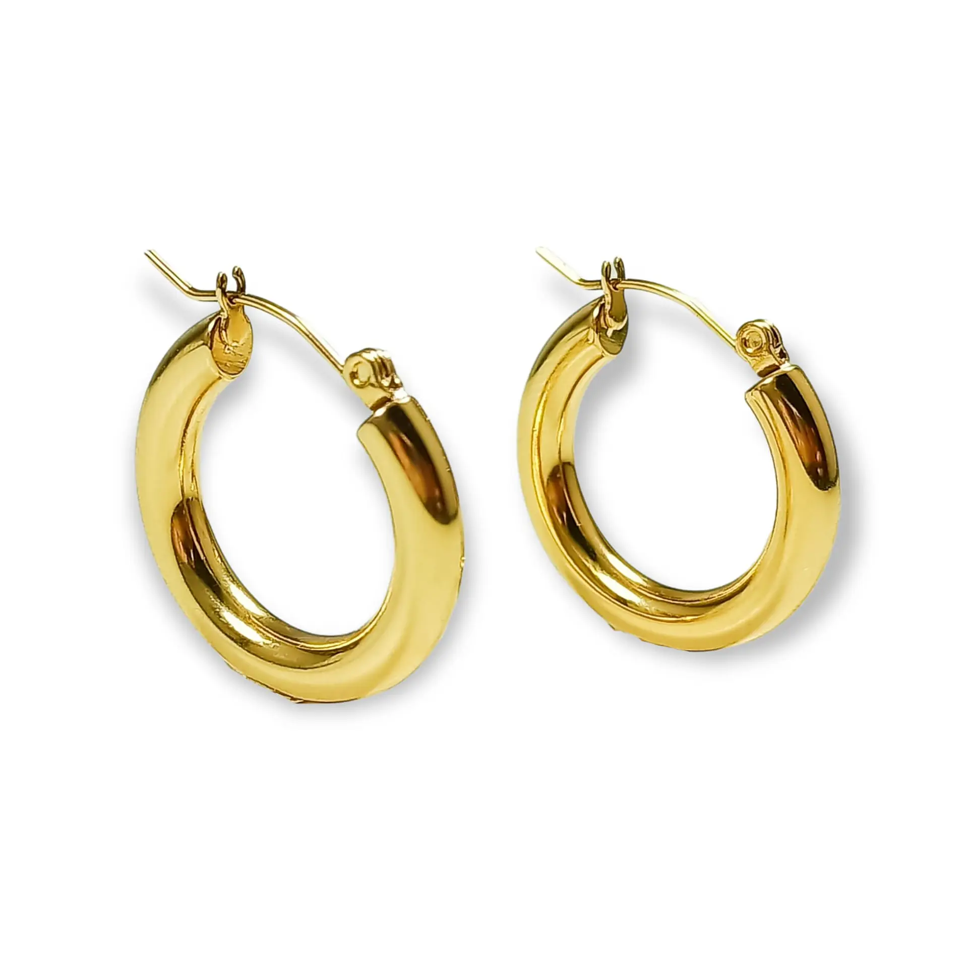 Argollas Aros Hoop Minimalista Clásicas Chapada En Oro 18kl 1