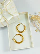 Argollas Aros Hoop Minimalista Clásicas Chapada En Oro 18kl - Miniatura 6
