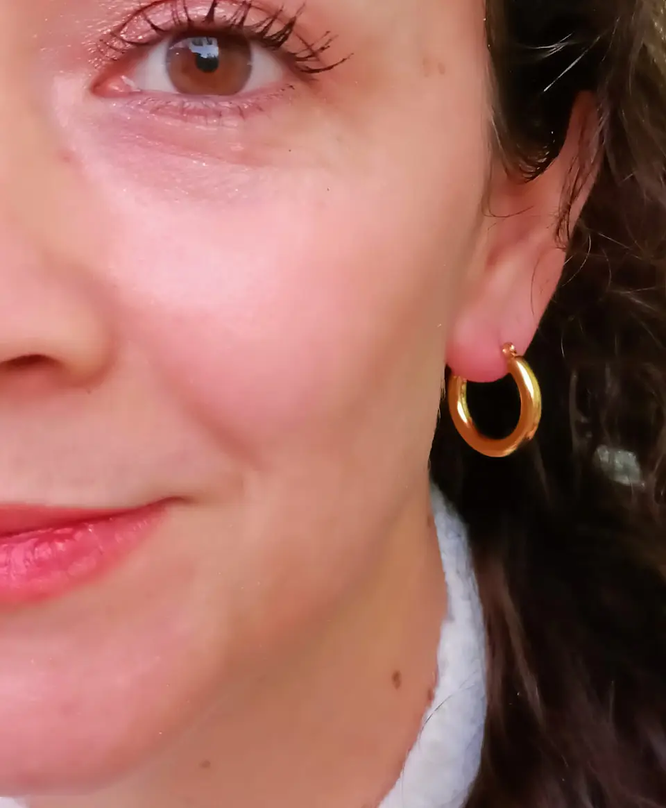Argollas Aros Hoop Minimalista Clásicas Chapada En Oro 18kl 7