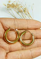 Argollas Aros Hoop Minimalista Clásicas Chapada En Oro 18kl - Miniatura 8