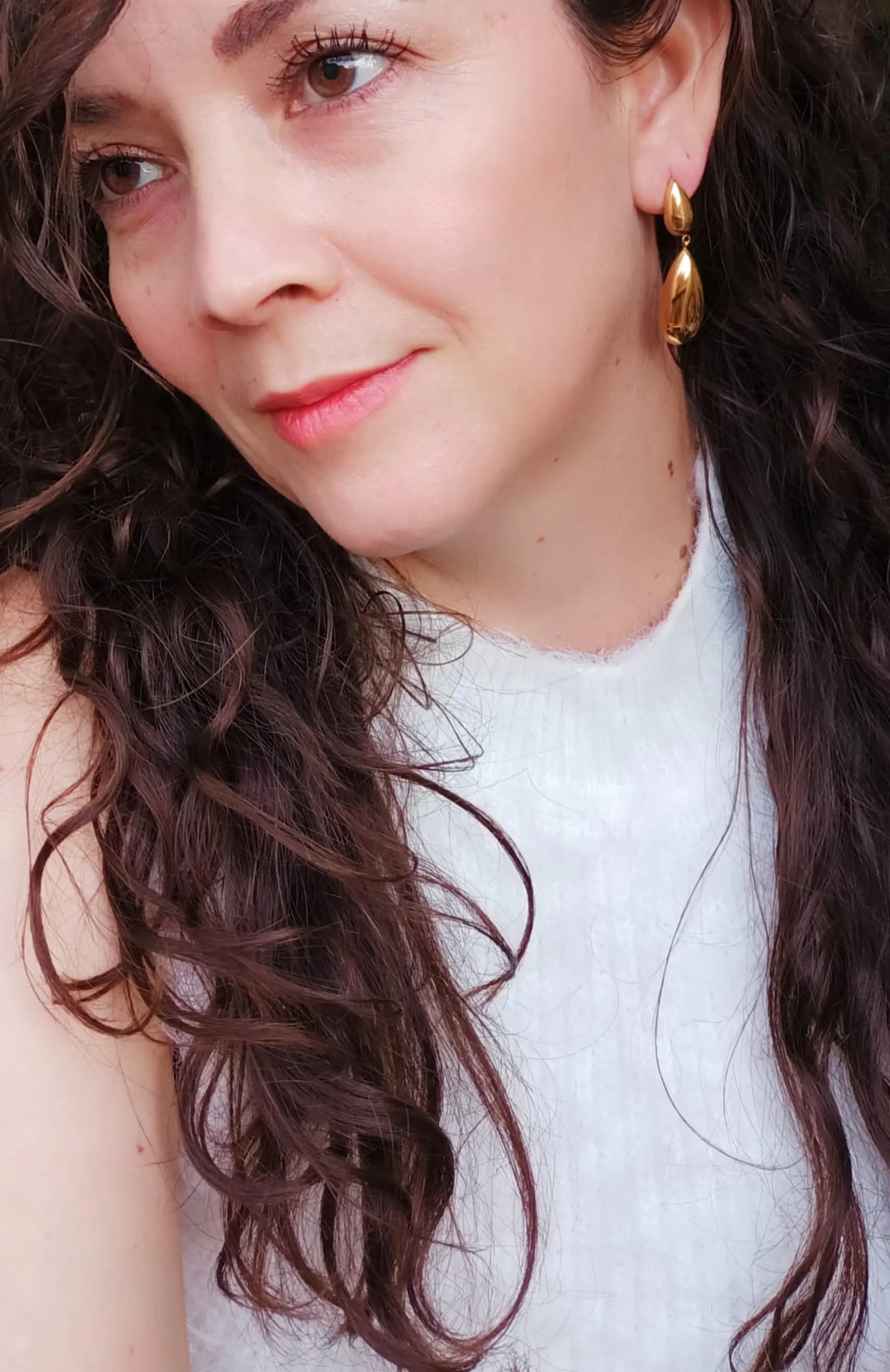Pendientes tipo Drop gota Largos Espejo Elegantes Chapado En Oro Lujo 7