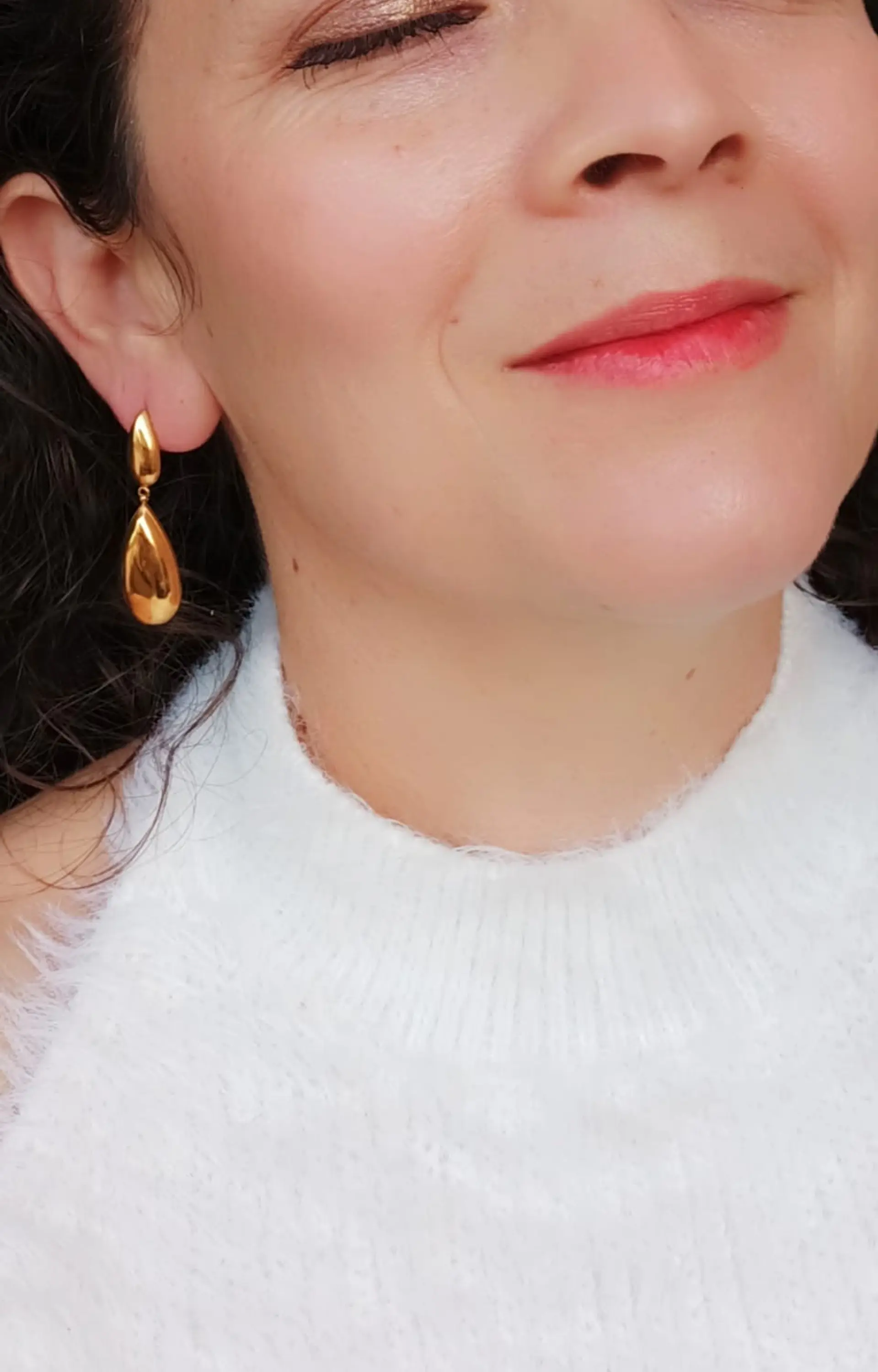 Pendientes tipo Drop gota Largos Espejo Elegantes Chapado En Oro Lujo 8