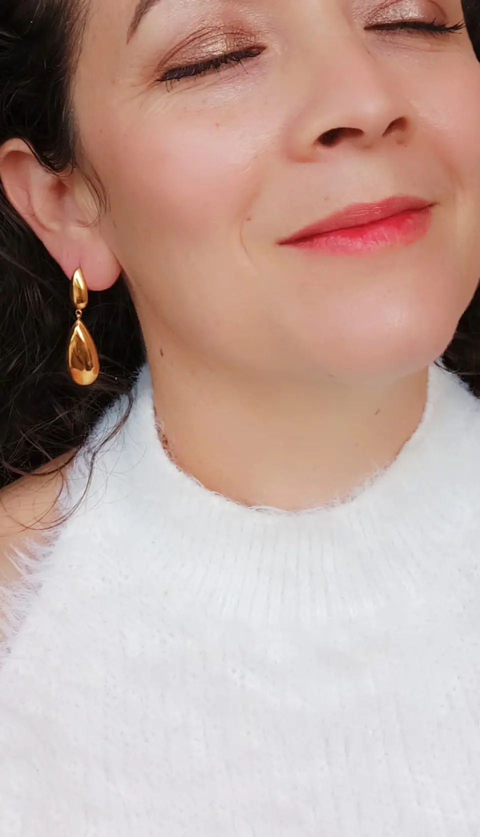 Pendientes tipo Drop gota Largos Espejo Elegantes Chapado En Oro Lujo 8