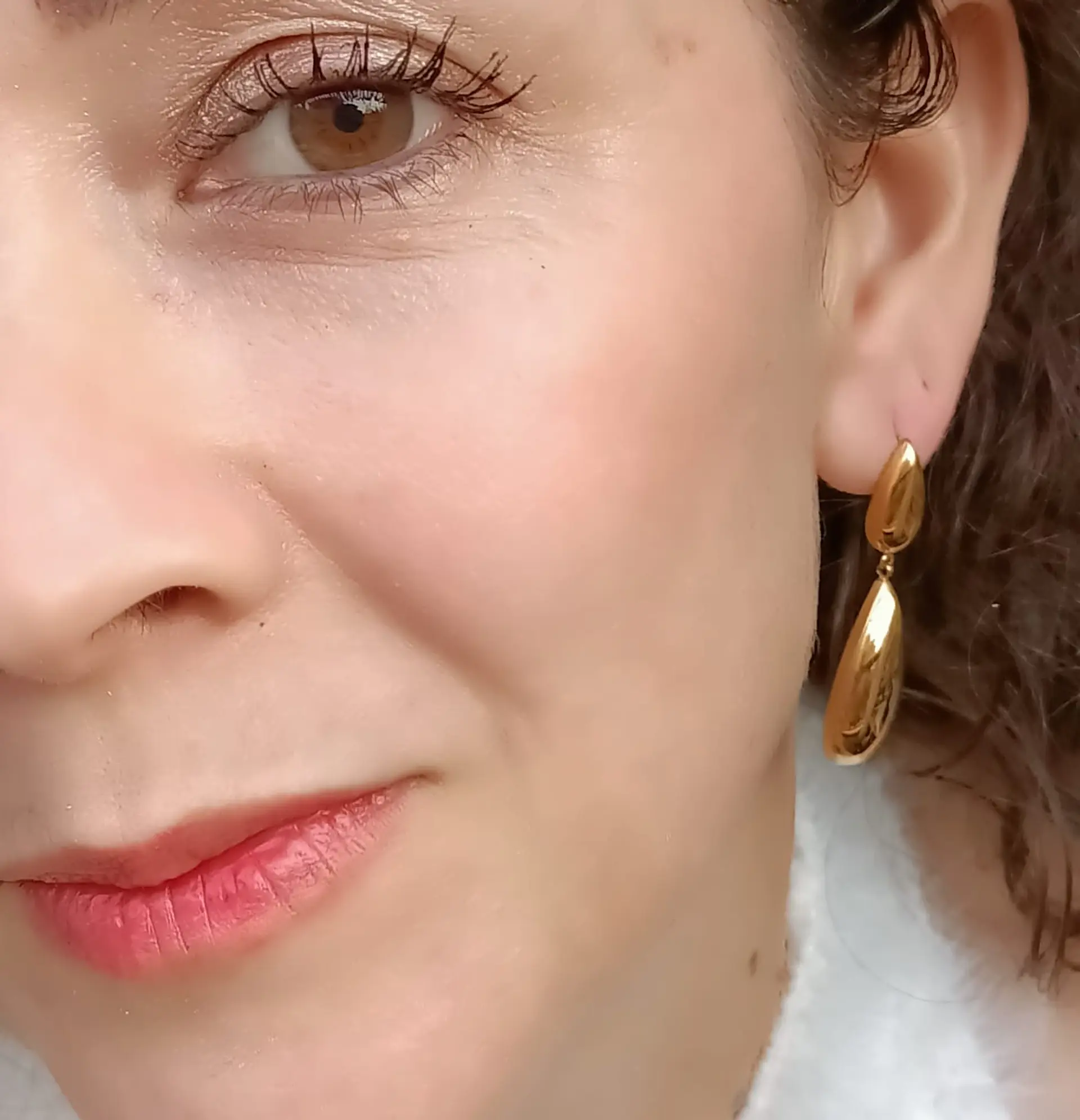 Pendientes tipo Drop gota Largos Espejo Elegantes Chapado En Oro Lujo 3