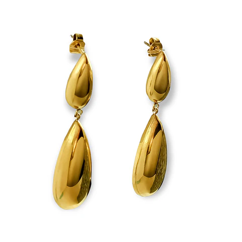 Pendientes tipo Drop gota Largos Espejo Elegantes Chapado En Oro Lujo