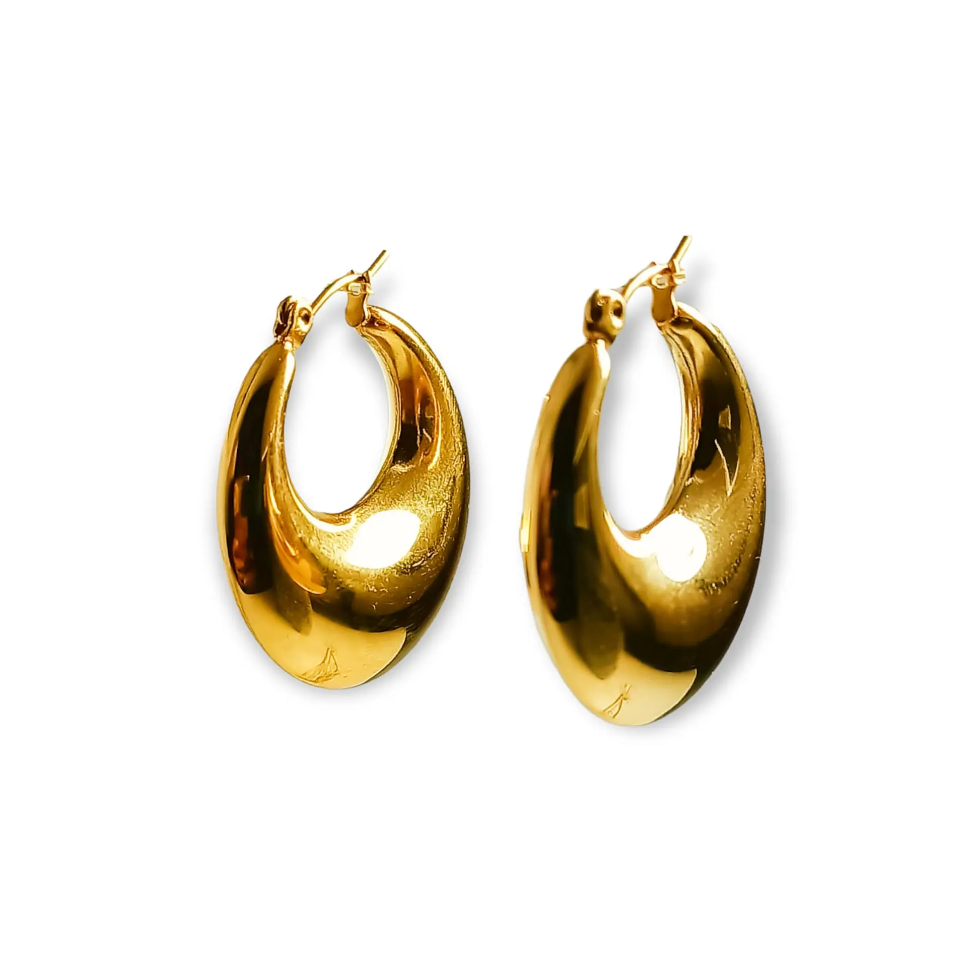 Aros Bote Chunky Minimalista Inflada Chapado En Oro  1