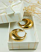 Aros Bote Chunky Minimalista Inflada Chapado En Oro  - Miniatura 2