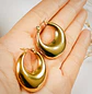 Aros Bote Chunky Minimalista Inflada Chapado En Oro  - Miniatura 5