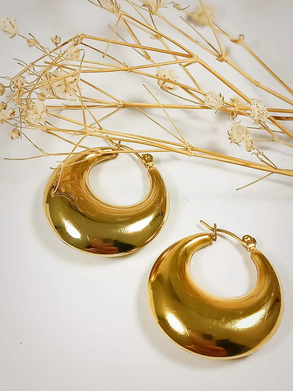 Aros Bote Chunky Minimalista Inflada Chapado En Oro  8