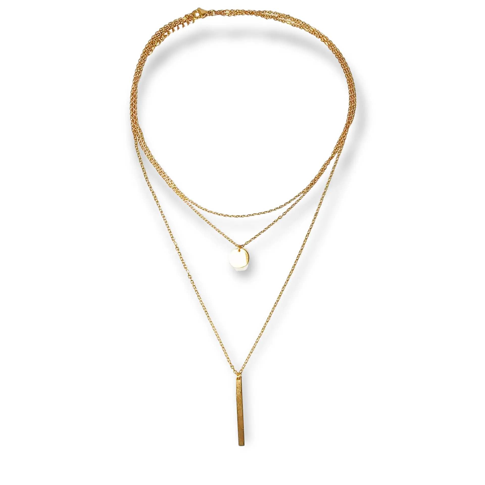 Colgante Multicapa Collar Moderno Minimalista Chapado En Oro 18kl 1