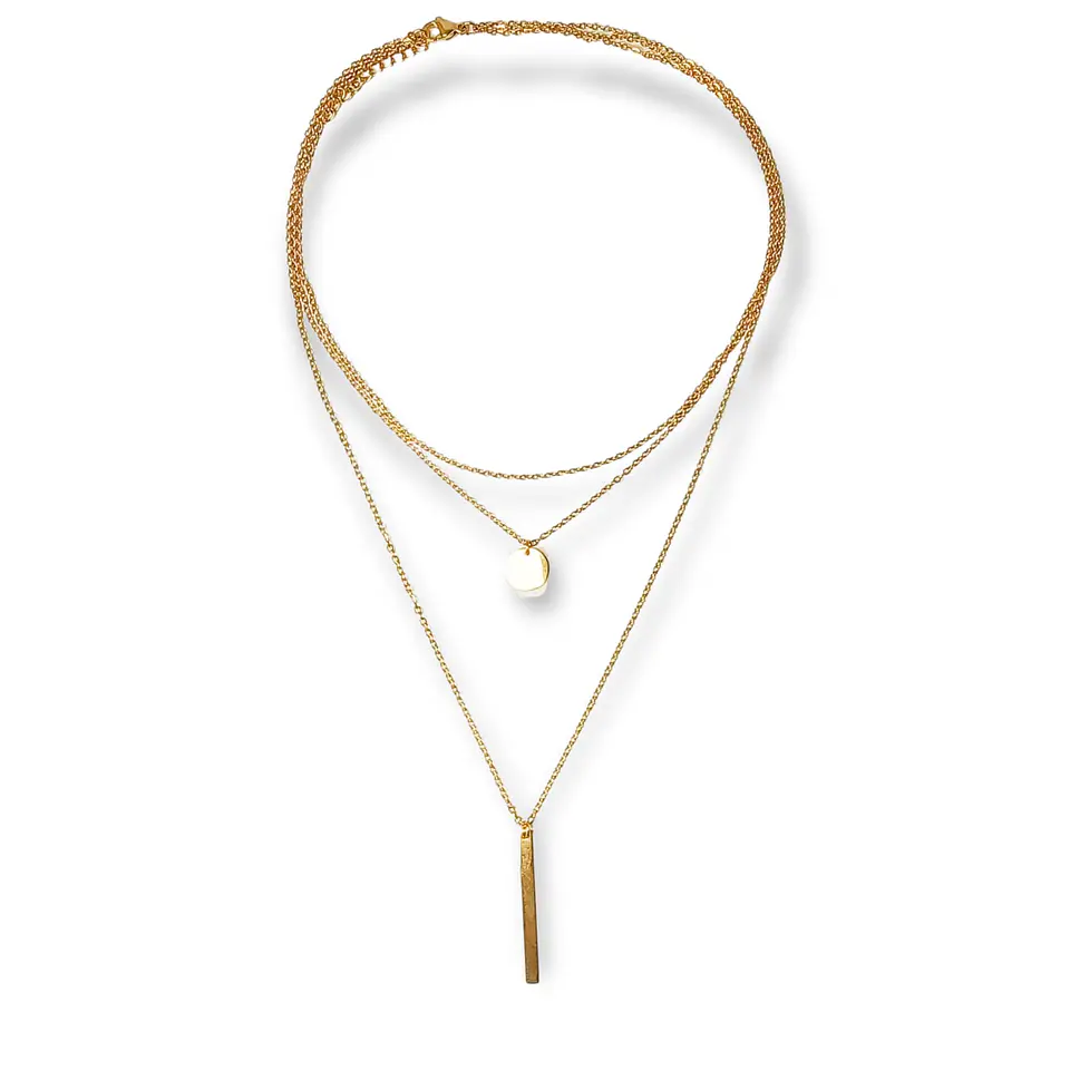 Colgante Multicapa Collar Moderno Minimalista Chapado En Oro 18kl 1