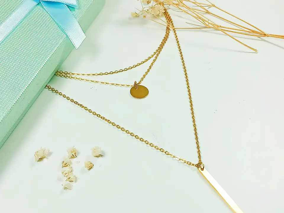 Colgante Multicapa Collar Moderno Minimalista Chapado En Oro 18kl 6