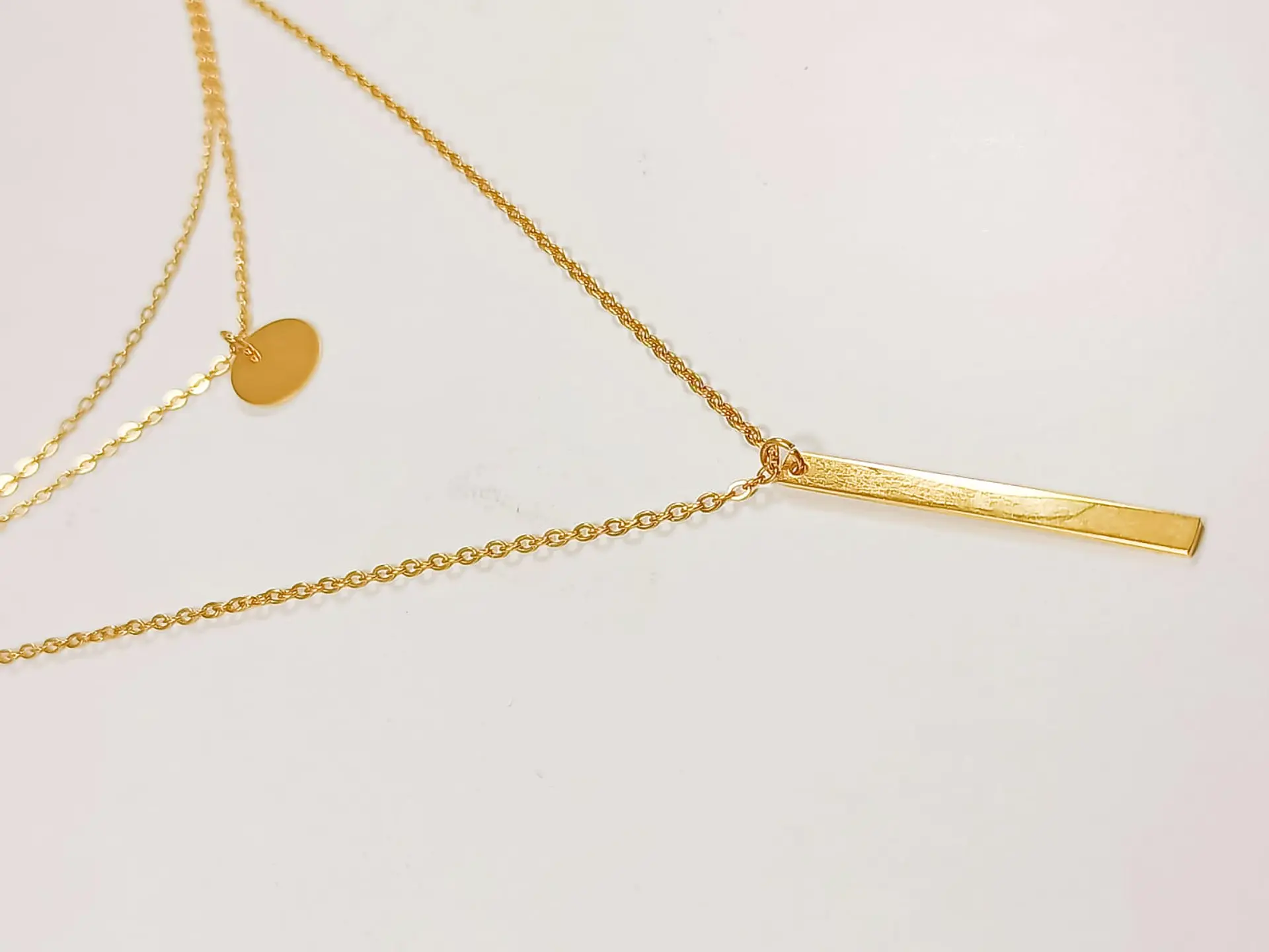 Colgante Multicapa Collar Moderno Minimalista Chapado En Oro 18kl 7