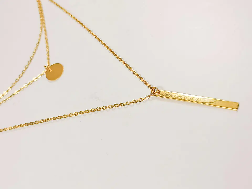 Colgante Multicapa Collar Moderno Minimalista Chapado En Oro 18kl 7