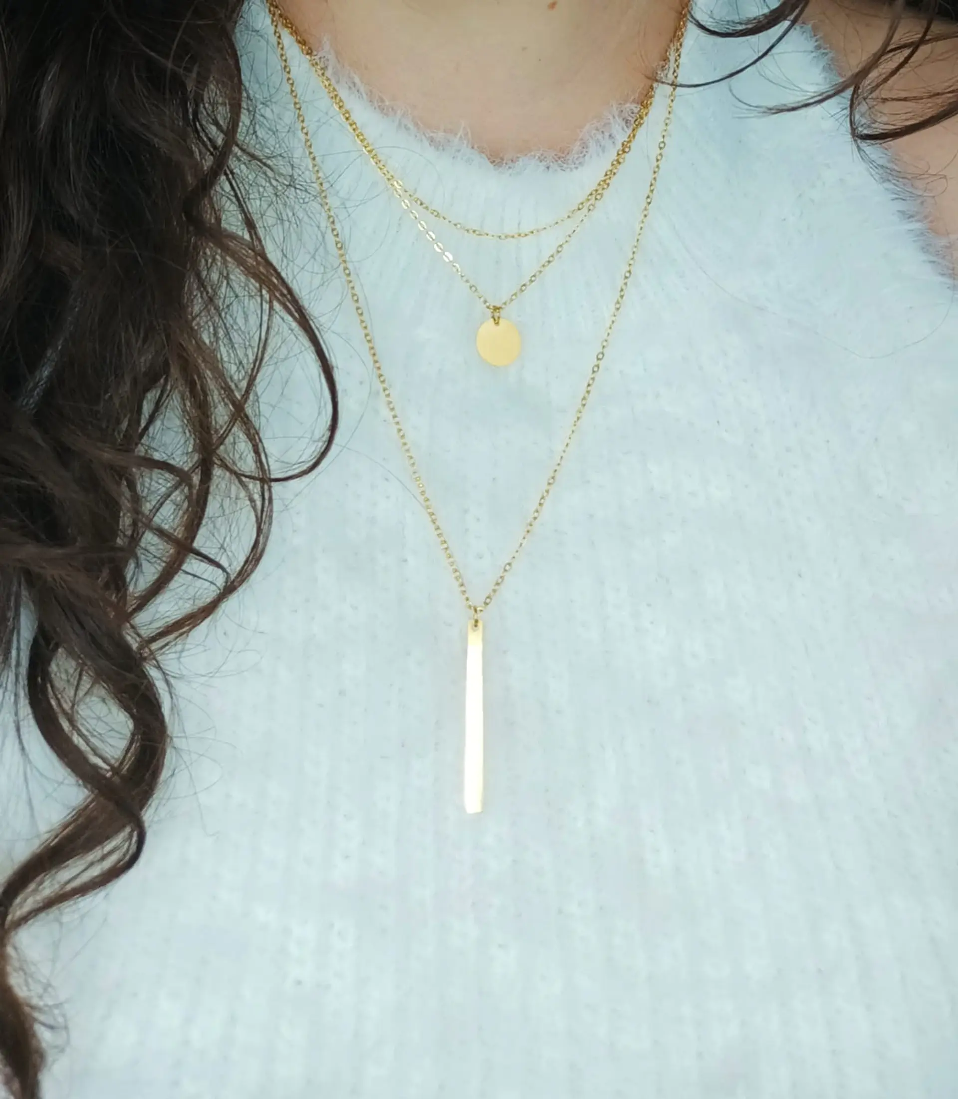Colgante Multicapa Collar Moderno Minimalista Chapado En Oro 18kl 9